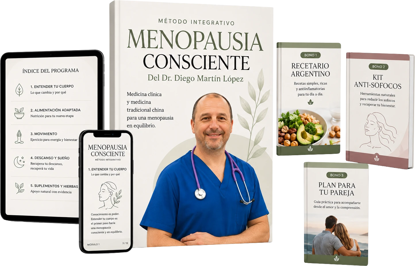 Programa Menopausia Consciente + Recetario Argentino, Kit Anti-Sofocos y Plan para tu Pareja · Dr. Diego Martín López